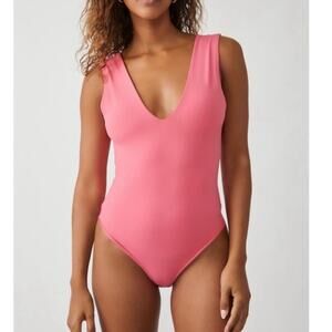 NWT Free People Intimately Keep it Sleek Pink Electropop Bodysuit size Medium